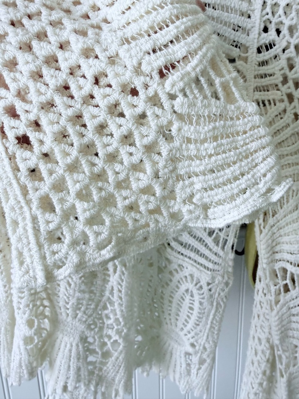 Rebellion Cream Crochet Openwork Top with Lace Detail - Picture 4 of 6